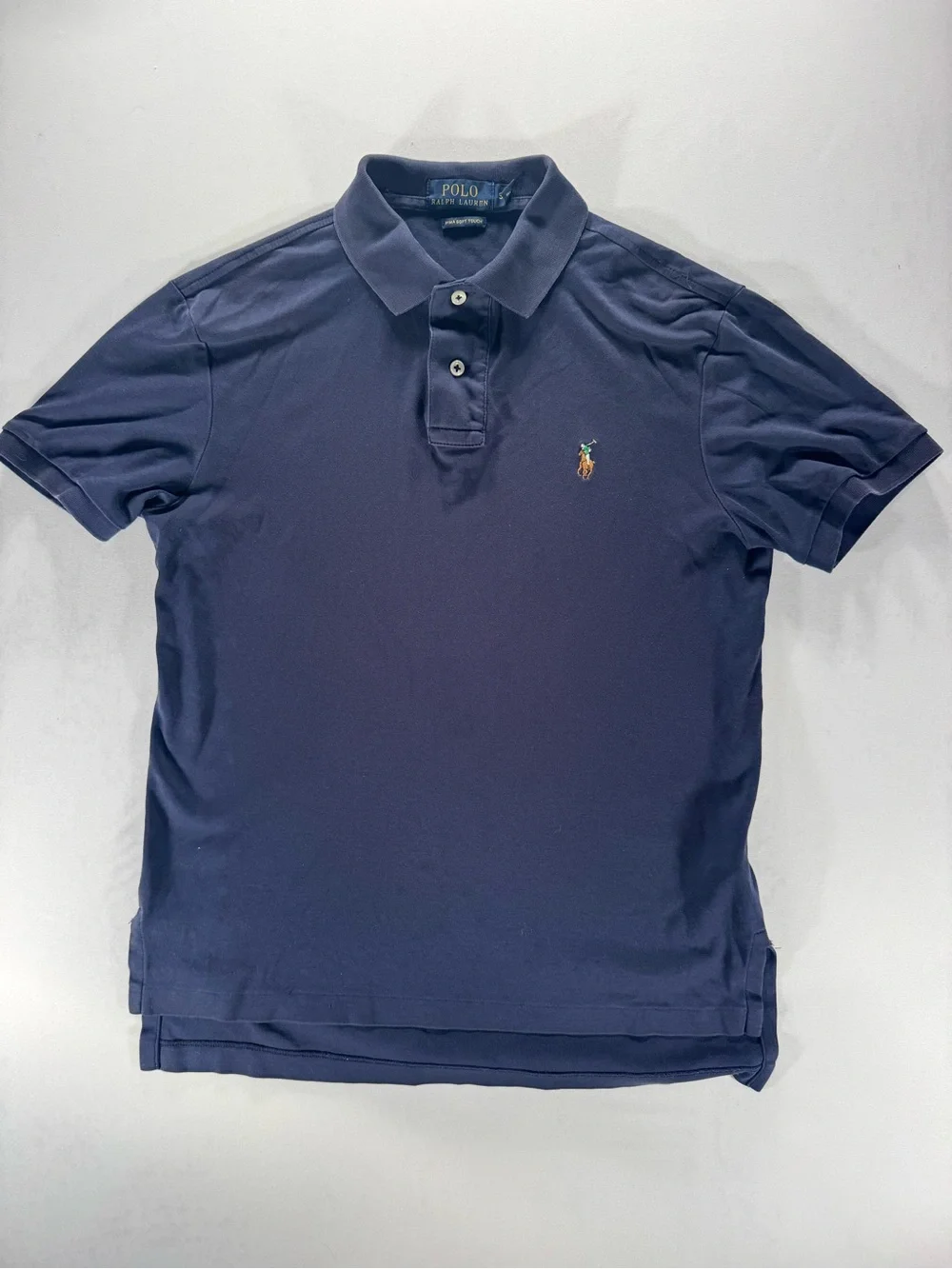 Ralph Lauren Navy Boys Polo Shirt with Multicolor Pony Logo